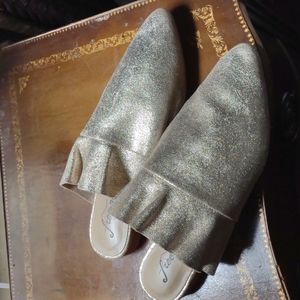 Free People Gold Metallic Mules